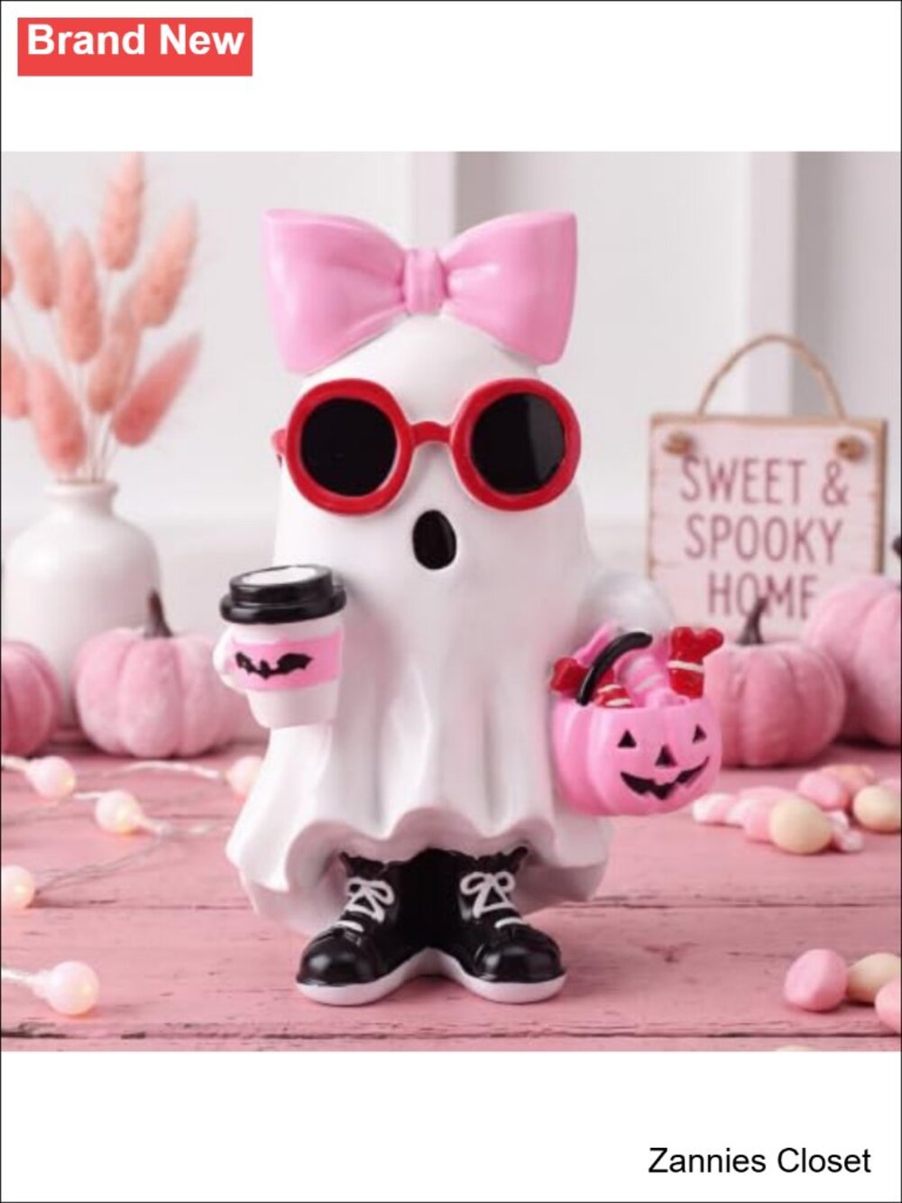 👻 Tondiamo Halloween Ghost Resin Statue with Bow and Sunglasses